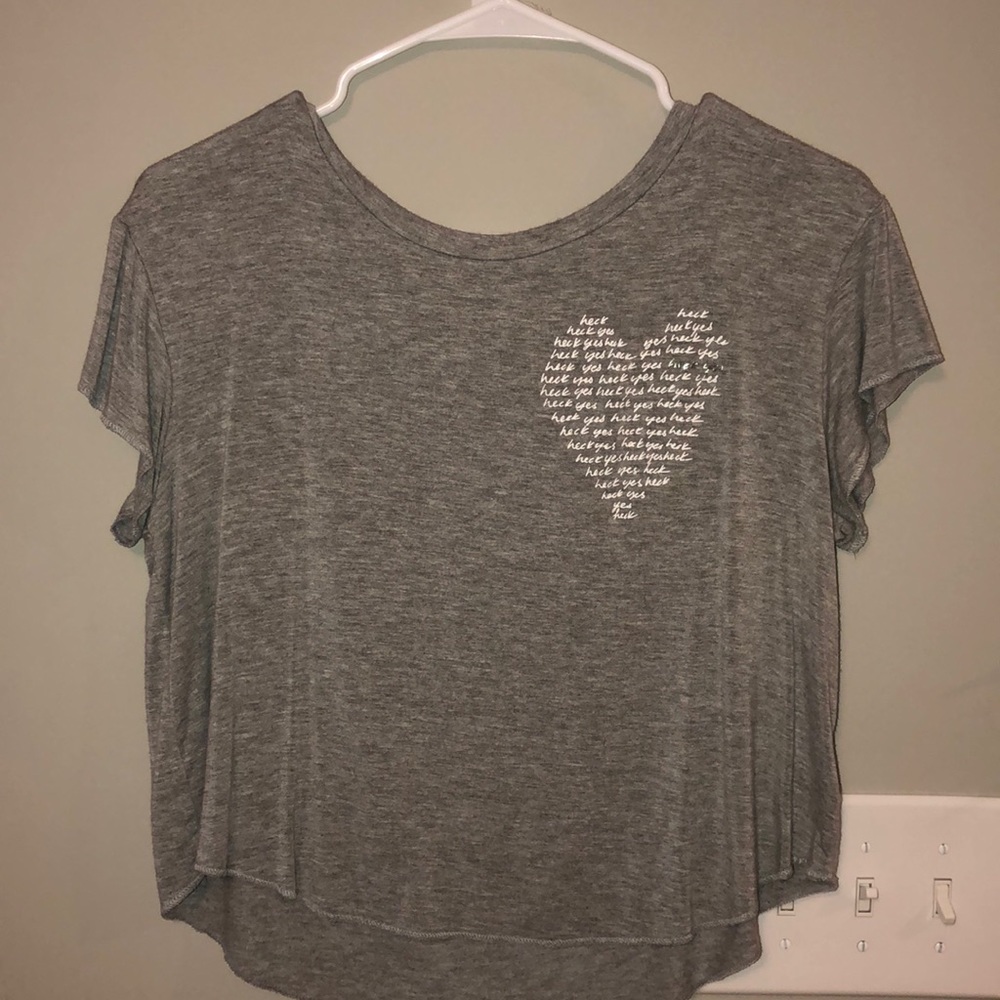 gray high-low crop top soft & sexy